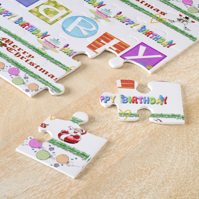 Merry Christmas Happy Birthday Jigsaw Puzzle (Side)
