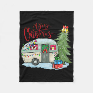 Merry Christmas Happy Camper Fun Camping Life Fami Fleece Blanket