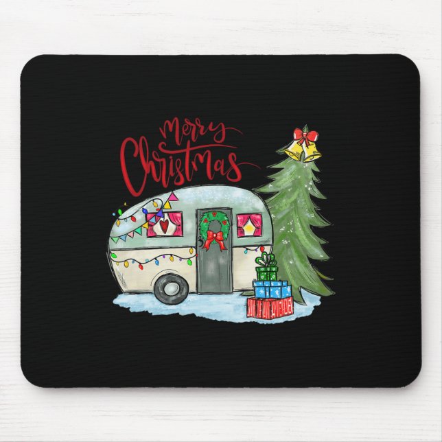 Merry Christmas Happy Camper Fun Camping Life Fami Mouse Pad (Front)