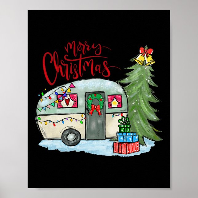 Merry Christmas Happy Camper Fun Camping Life Fami Poster (Front)