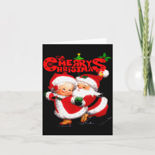 Merry Christmas - Happy Cute Mrs Claus And Mr Clau Card