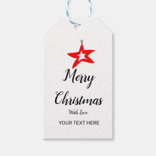 Merry christmas happy gift red STARS Gift Tag