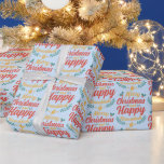 Merry Christmas Happy Hanukkah Chrismukkah Wrapping Paper<br><div class="desc">Do you have a blended interfaith family that celebrates both Hanukkah and Christmas? This text based pattern wishes you a merry Christmas and a happy Hanukkah perfect for a Christmukkah celebration!</div>