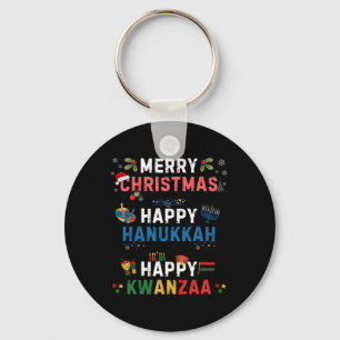 Merry Christmas Happy Hanukkah Happy Kwanzaa 10 Key Ring