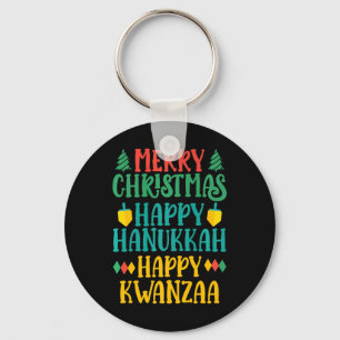 Merry Christmas Happy Hanukkah Happy Kwanzaa 11 Key Ring