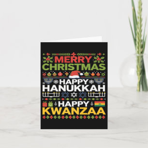 Merry Christmas Happy Hanukkah Happy Kwanzaa 12 Card