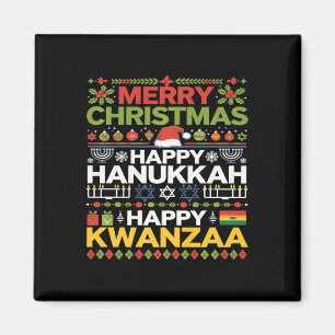 Merry Christmas Happy Hanukkah Happy Kwanzaa 12  Magnet