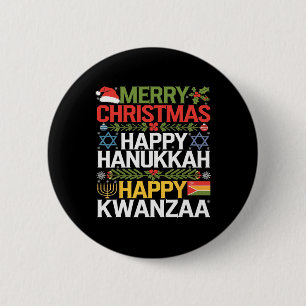 Merry Christmas Happy Hanukkah Happy Kwanzaa 18 6 Cm Round Badge