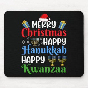 Merry Christmas Happy Hanukkah Happy Kwanzaa 4 Mouse Pad