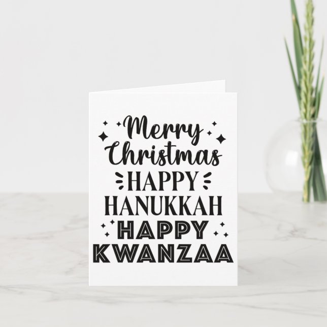 Merry Christmas Happy Hanukkah Happy Kwanzaa 5  Card (Front)