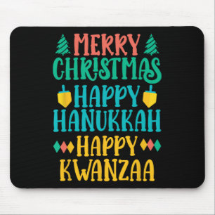 Merry Christmas Happy Hanukkah Happy Kwanzaa 7 Mouse Pad