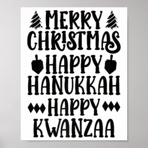 Merry Christmas Happy Hanukkah Happy Kwanzaa Premi Poster