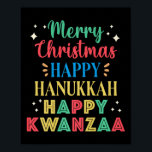 Merry Christmas Happy Hanukkah Happy Kwanzaa Premi Poster<br><div class="desc">Merry Christmas Happy Hanukkah Happy Kwanzaa Premium 5</div>
