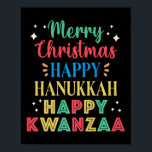 Merry Christmas Happy Hanukkah Happy Kwanzaa Premi Poster<br><div class="desc">Merry Christmas Happy Hanukkah Happy Kwanzaa Premium 5</div>