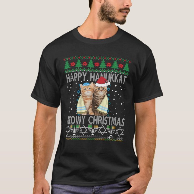 Merry Christmas Happy Hanukkah Jewish Christmas Ca T-Shirt (Front)