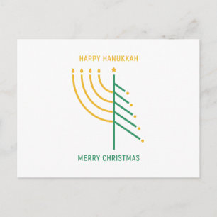 Merry Christmas, Happy Hanukkah Postcard