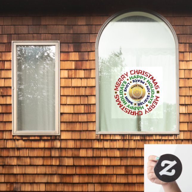 Merry Christmas Happy Holiday Business Logo Custom (Home Window)