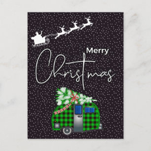 MERRY CHRISTMAS Happy Holiday MCM Camper Postcard