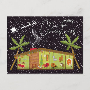 MERRY CHRISTMAS Happy Holiday Mid Century Modern Postcard