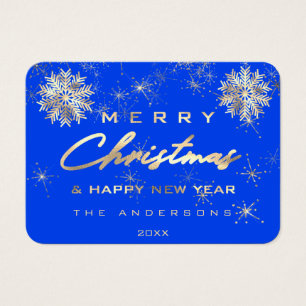 Merry Christmas Happy Holiday Name Royal Blue Gold