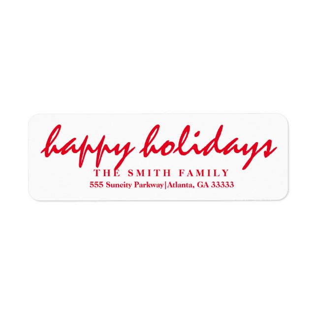Merry Christmas Happy Holiday Return Address Label (Front)