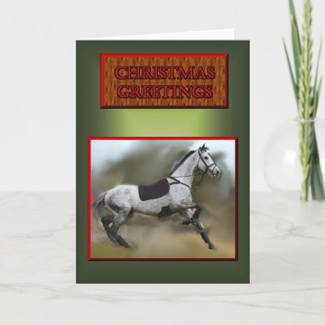 Merry Christmas Happy Holidays Christmas horse Holiday Card (Front)