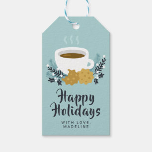 Merry Christmas Happy Holidays Cocoa & Cookies Gift Tags