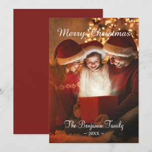 Merry Christmas Happy Holidays Family Photo Holiday Card