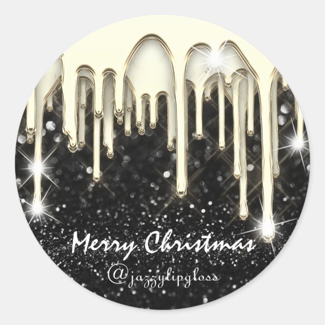 Merry Christmas Happy Holidays From GoldDripBlack Classic Round Sticker (Front)
