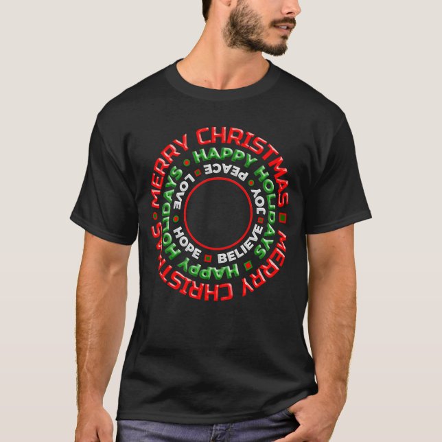 Merry Christmas Happy Holidays Photo Personalise T-Shirt (Front)