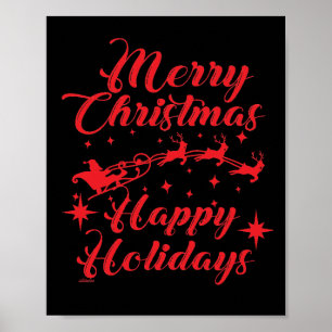MERRY CHRISTMAS HAPPY HOLIDAYS POSTER