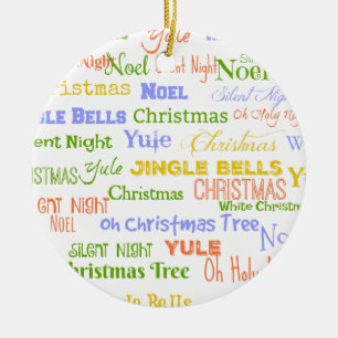 Merry Christmas Happy Holidays Sayings & Quotes Ceramic Ornament