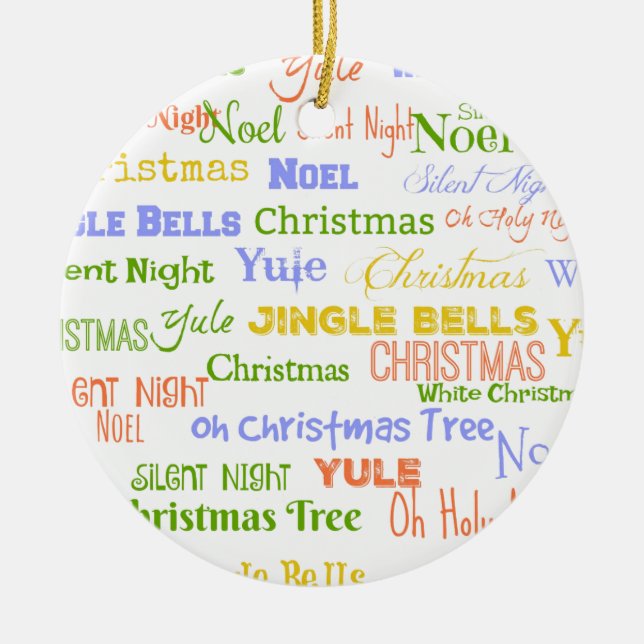 Merry Christmas Happy Holidays Sayings & Quotes Ceramic Ornament (Front)