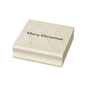 Merry Christmas happy holidays simple minimal Rubber Stamp