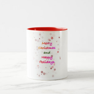 MERRY CHRISTMAS HAPPY HOLIDAYS Two-Tone COFFEE MUG