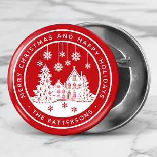 Merry Christmas Happy Holidays Winter Personalised 3 Cm Round Badge