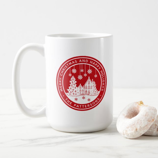 Merry Christmas Happy Holidays Winter Personalised Coffee Mug (With Donut)