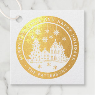 Merry Christmas Happy Holidays Winter Personalised Favour Tags