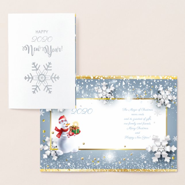 Merry Christmas & Happy New Year! 2020 XMAS Snow Foil Card (Display)