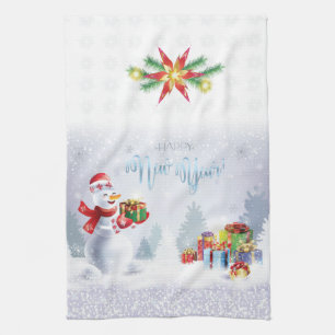 Merry Christmas & Happy New Year 2020 XMAS Snowman Tea Towel