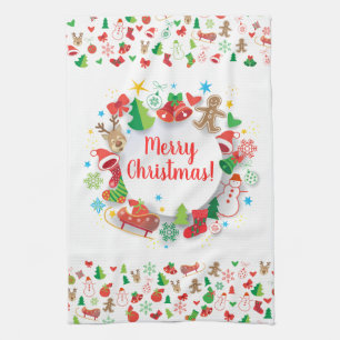 Merry Christmas & Happy New Year 2024 XMAS Snowman Tea Towel