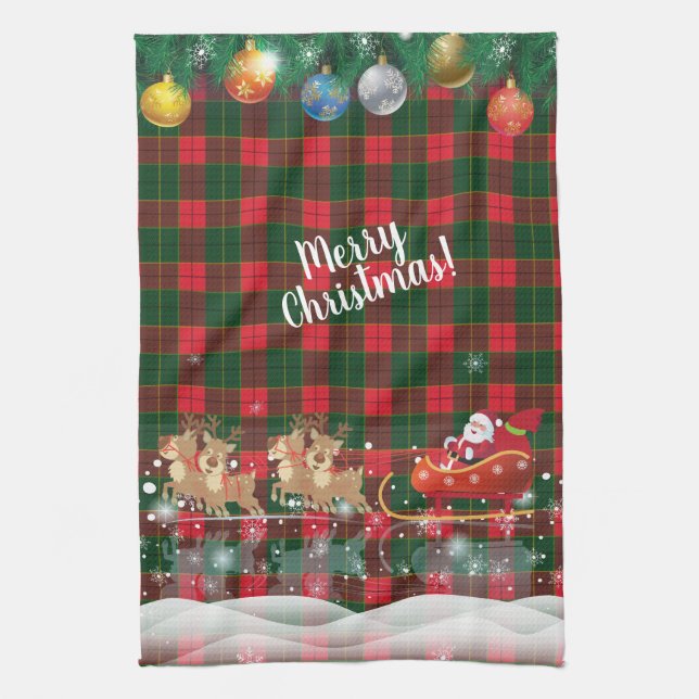 Merry Christmas & Happy New Year 2025 Santa Claus Tea Towel (Vertical)
