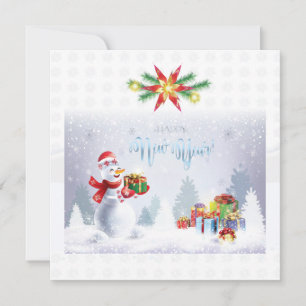Merry Christmas & Happy New Year 2025 XMAS Snowman Card
