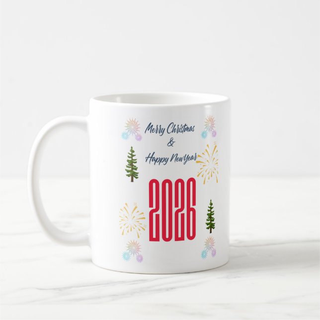 Merry Christmas & Happy New Year 2026 Mug – Festiv (Left)