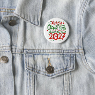 Merry Christmas Happy New Year 2026 Reindeer 6 Cm Round Badge