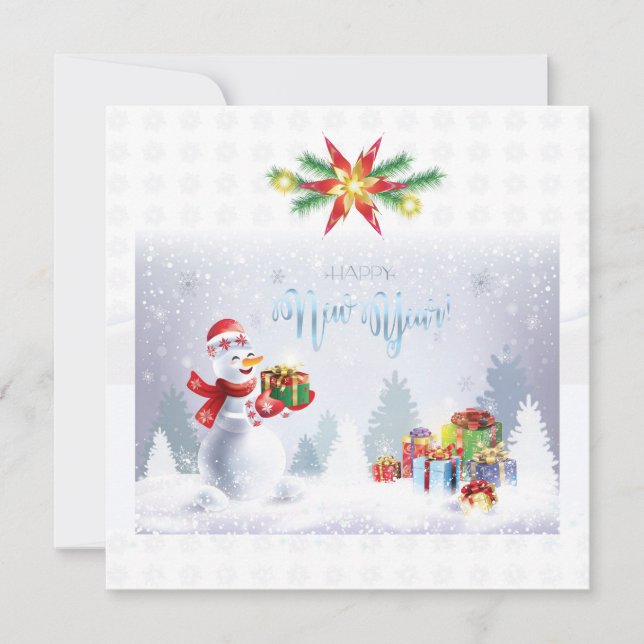 Merry Christmas & Happy New Year 2026 XMAS Snowman Card (Front)