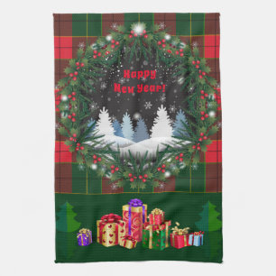 Merry Christmas & Happy New Year 2027 Snowman Tea Towel