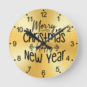 Merry Christmas Happy New Year-45910 Round Clock