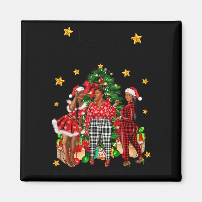Merry Christmas Happy New Year African American Bl Magnet (Front)