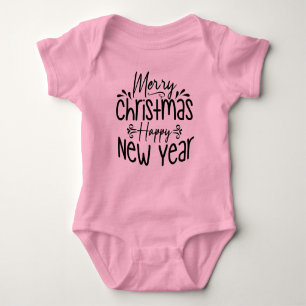 Merry Christmas Happy New Year Baby Bodysuit